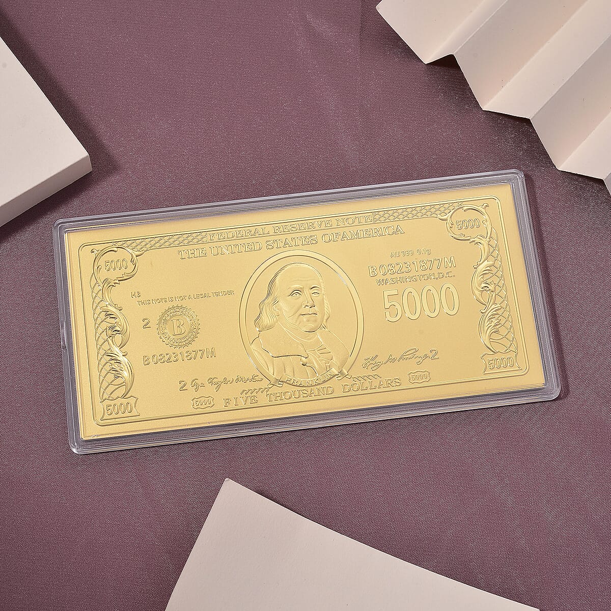 24K Gold Dollar Currency Emboss Sheet 155x75mm (100mg) image number 1