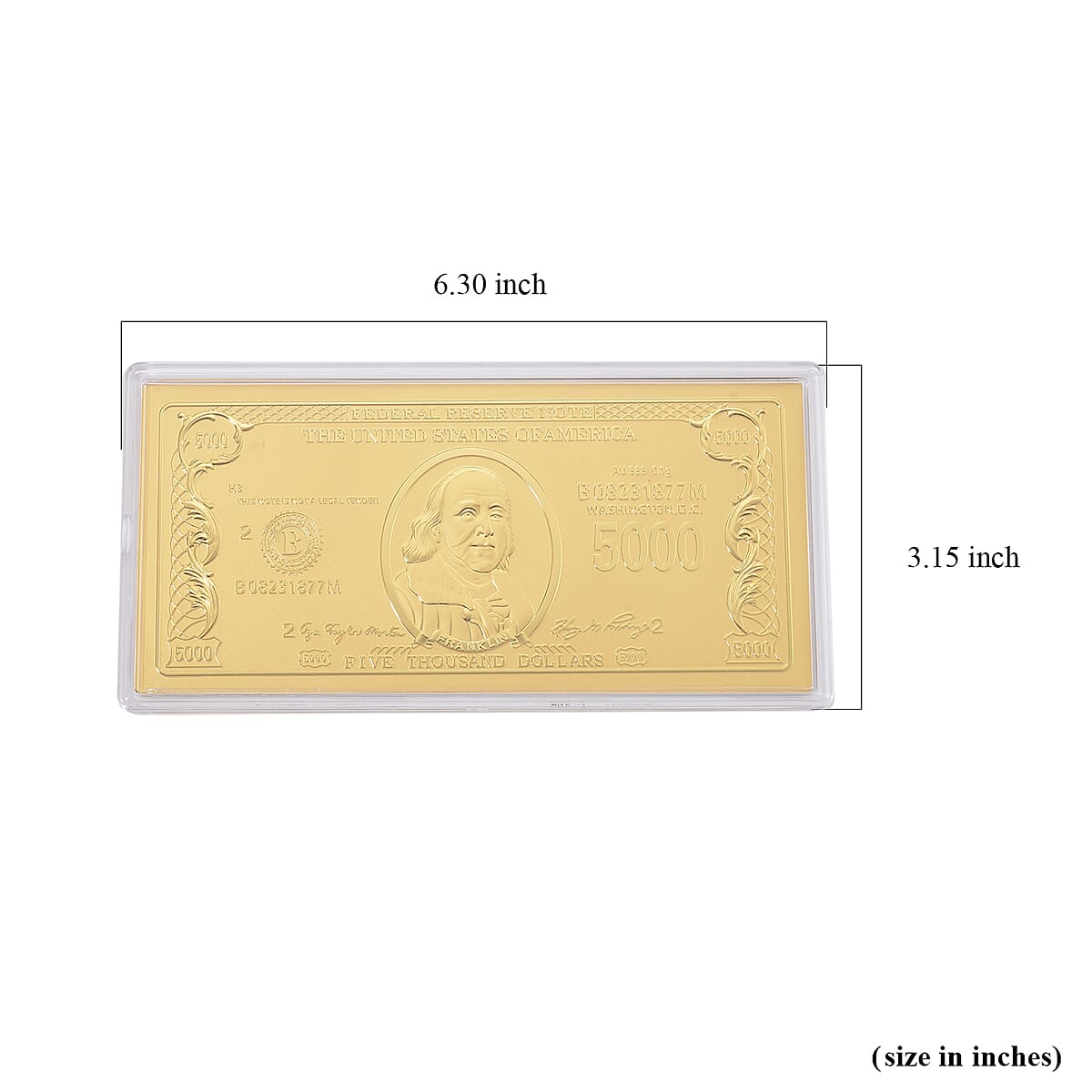 24K Gold Dollar Currency Emboss Sheet 155x75mm (100mg) image number 4