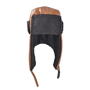 Livmore Brown Faux Leather Trapper Hat