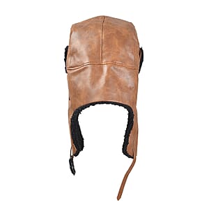 Livmore Brown Faux Leather Trapper Hat