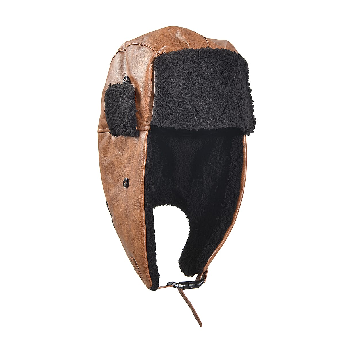 Livmore Brown Faux Leather Trapper Hat image number 3