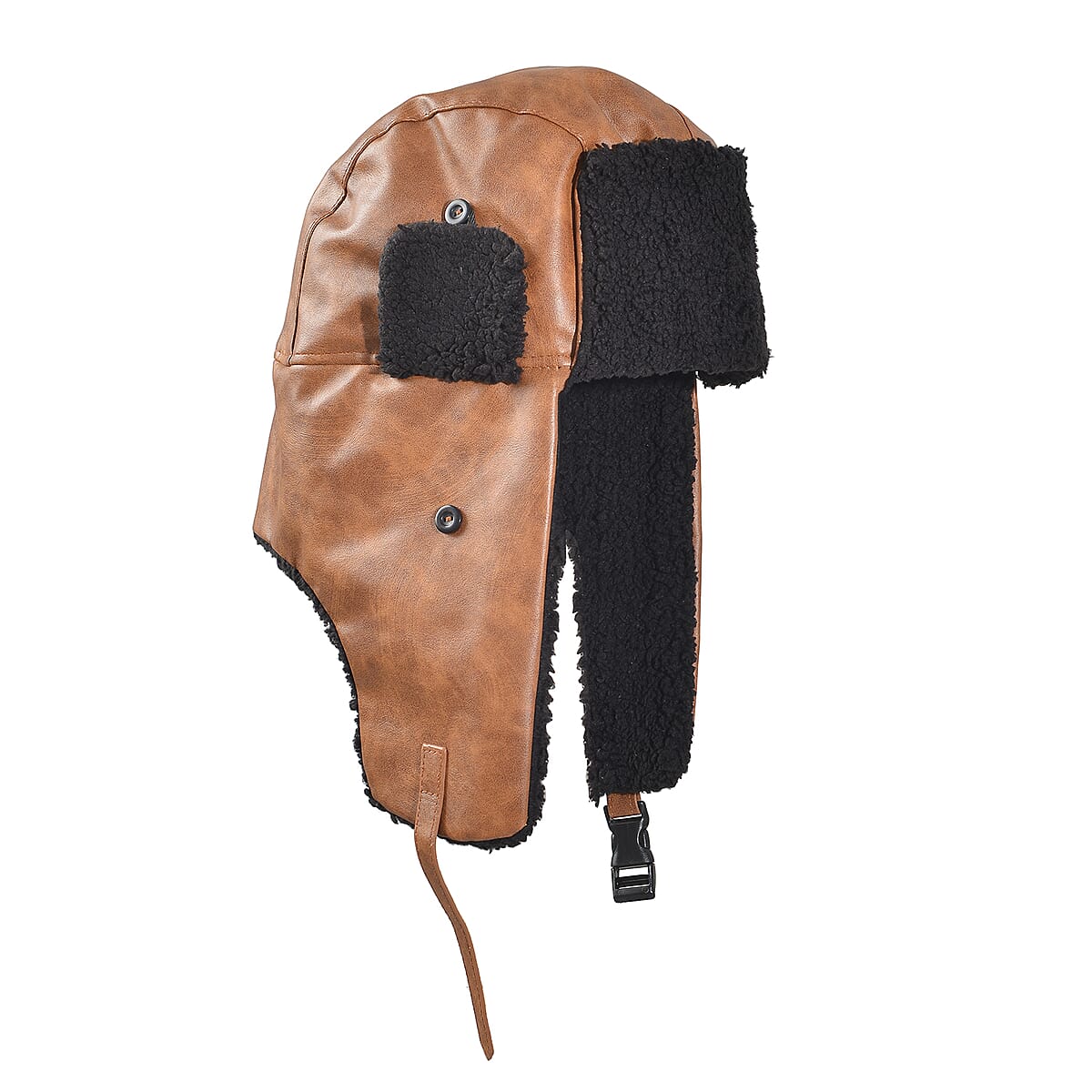 Livmore Brown Faux Leather Trapper Hat image number 4