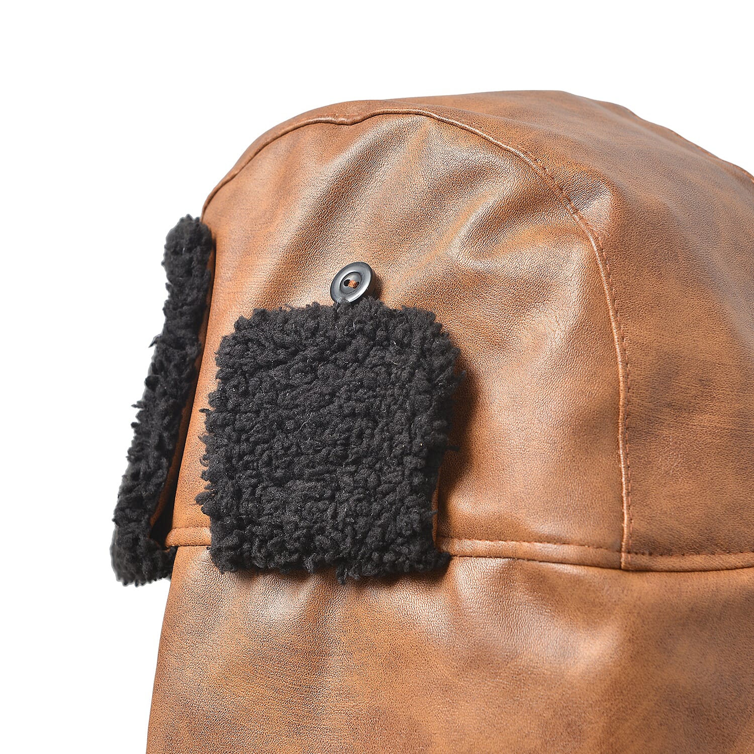 Livmore Brown Faux Leather Trapper Hat