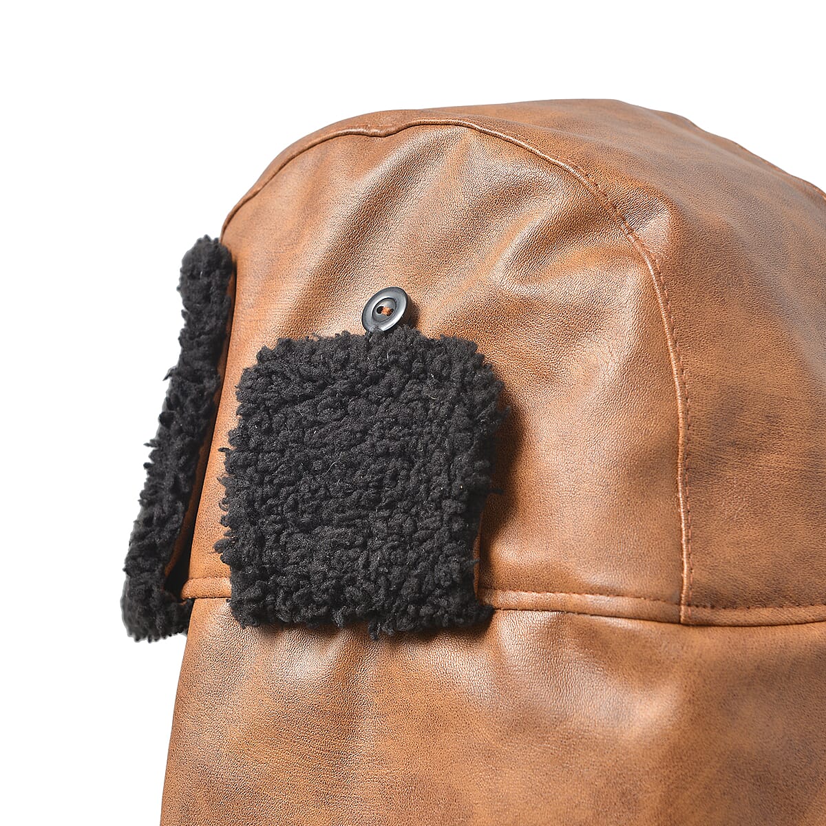 Livmore Brown Faux Leather Trapper Hat image number 5