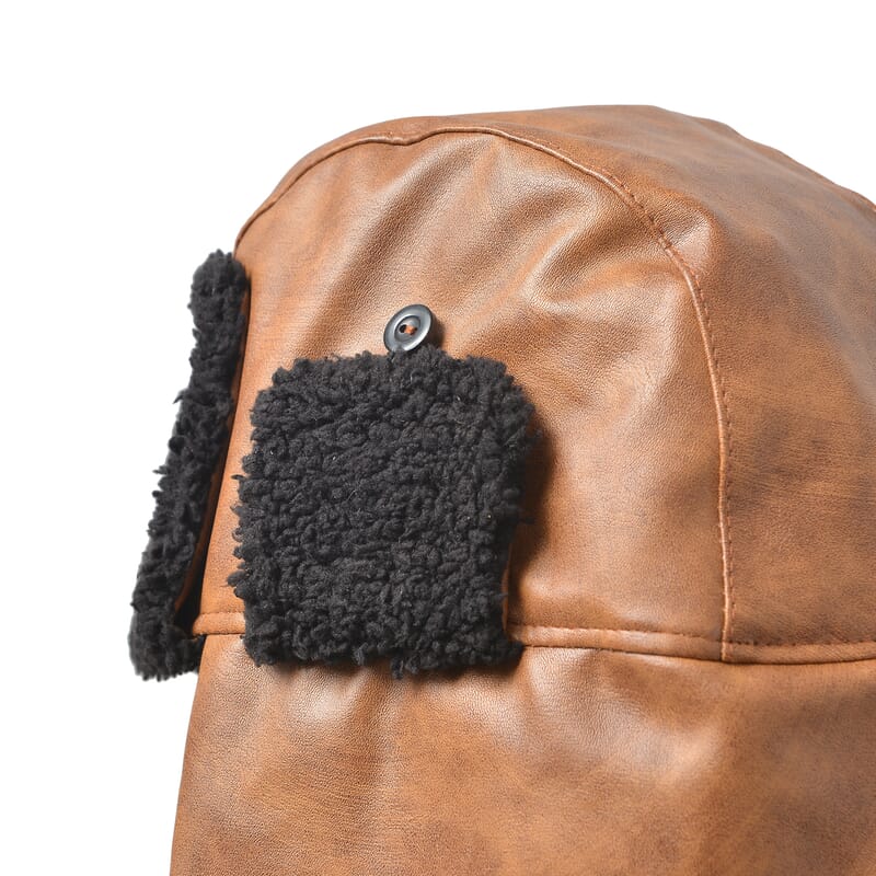 Livmore Brown Faux Leather Trapper Hat