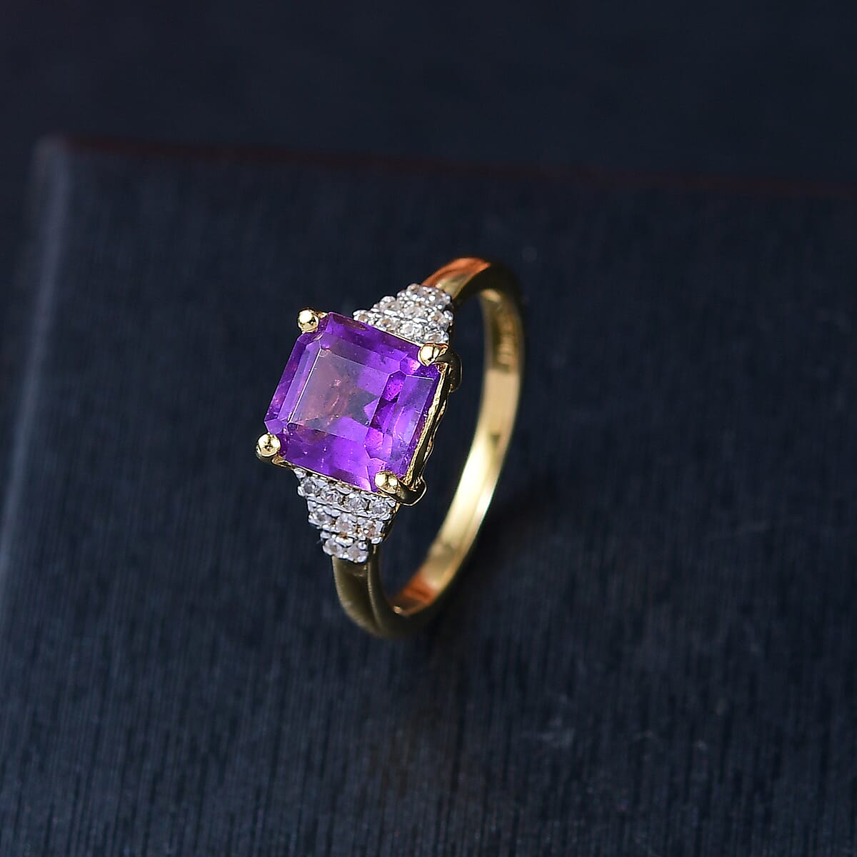 D'Joy AAA African Amethyst and White Zircon 3.10 ctw Regal Radiance Ring in 18K Vermeil Yellow Gold Over Sterling Silver (Size 10.0) image number 1