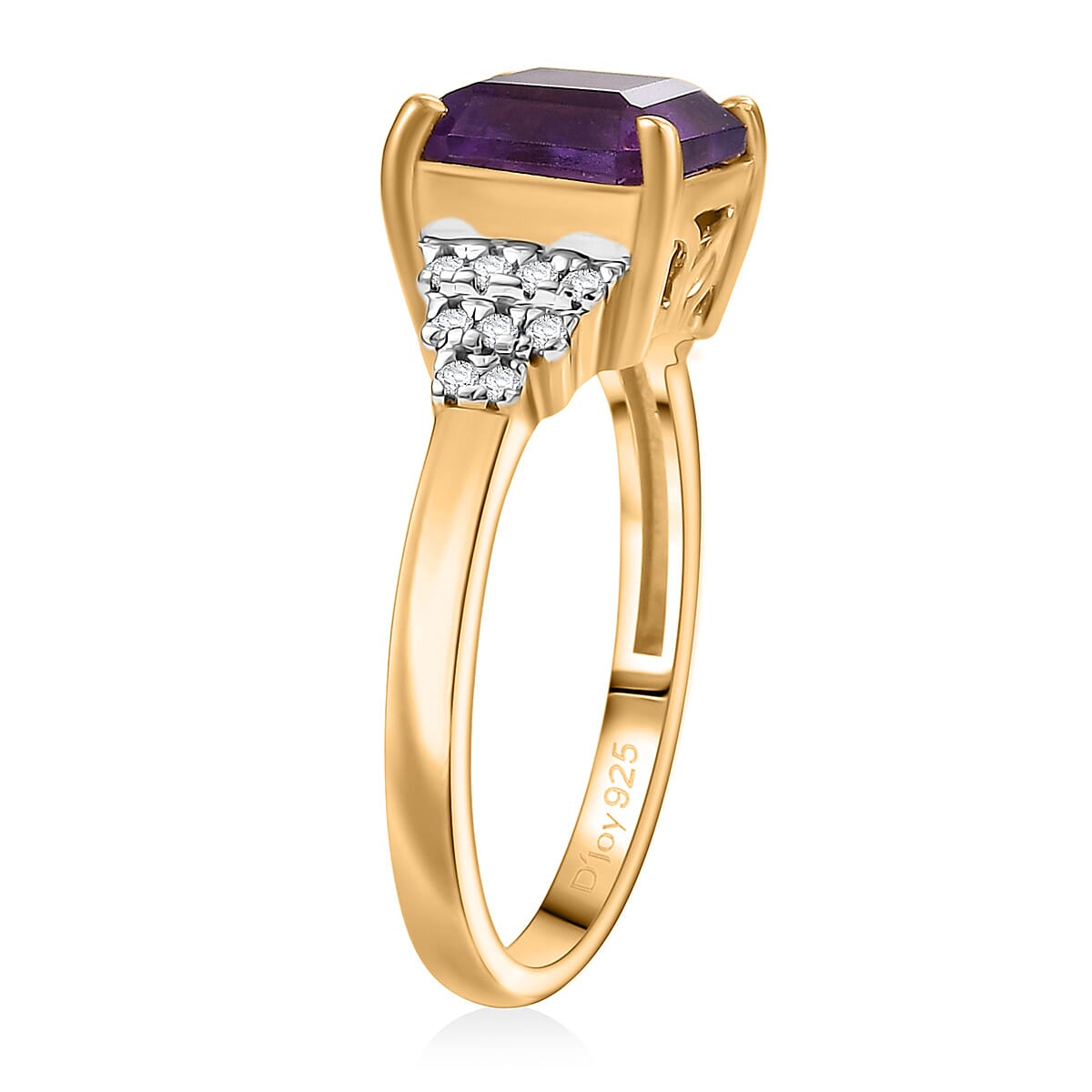 D'Joy AAA African Amethyst and White Zircon 3.10 ctw Regal Radiance Ring in 18K Vermeil Yellow Gold Over Sterling Silver (Size 10.0) image number 3