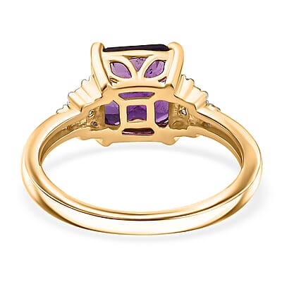 D'Joy AAA African Amethyst and White Zircon 3.10 ctw Regal Radiance Ring in 18K Vermeil Yellow Gold Over Sterling Silver (Size 10.0)
