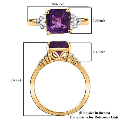 D'Joy AAA African Amethyst and White Zircon 3.10 ctw Regal Radiance Ring in 18K Vermeil Yellow Gold Over Sterling Silver (Size 10.0)