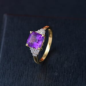 D'Joy AAA African Amethyst and White Zircon 3.10 ctw Regal Radiance Ring in 18K Vermeil Yellow Gold Over Sterling Silver (Size 6.0)