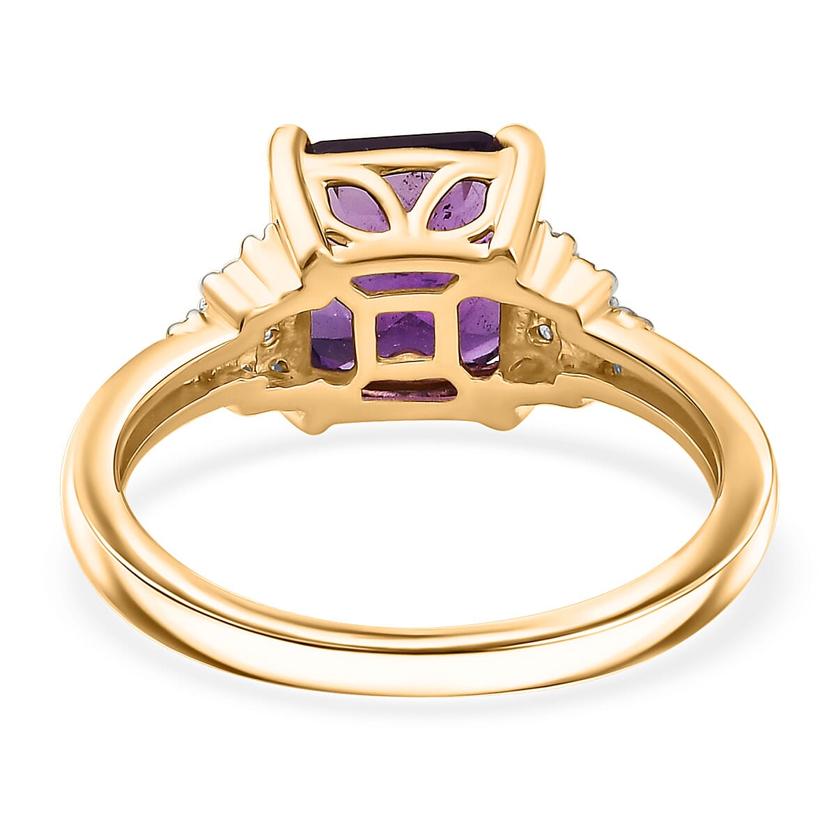 D'Joy AAA African Amethyst and White Zircon 3.10 ctw Regal Radiance Ring in 18K Vermeil Yellow Gold Over Sterling Silver (Size 6.0) image number 4