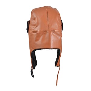 Livmore Tan Faux Leather Trapper Hat
