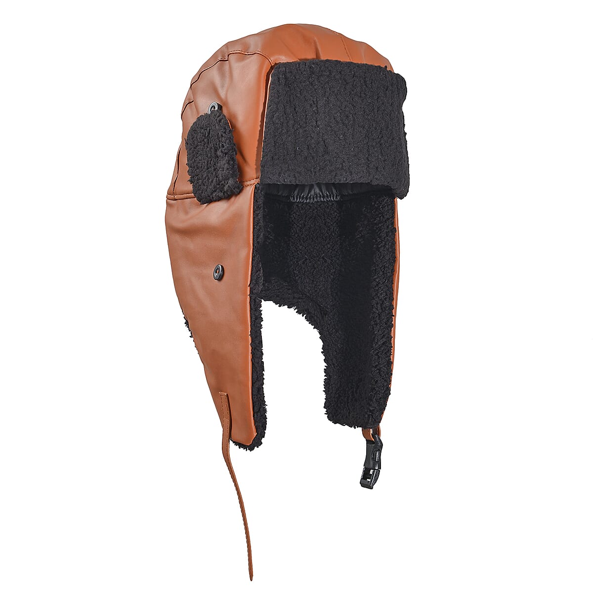 Livmore Tan Faux Leather Trapper Hat image number 3