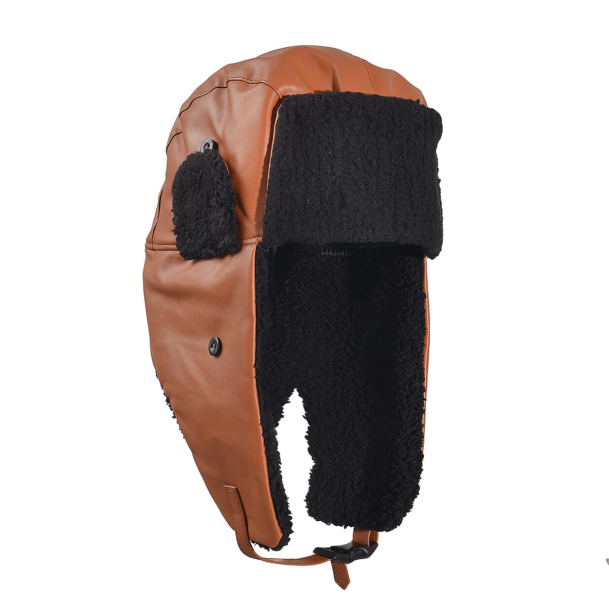 Livmore Tan Faux Leather Trapper Hat image number 4
