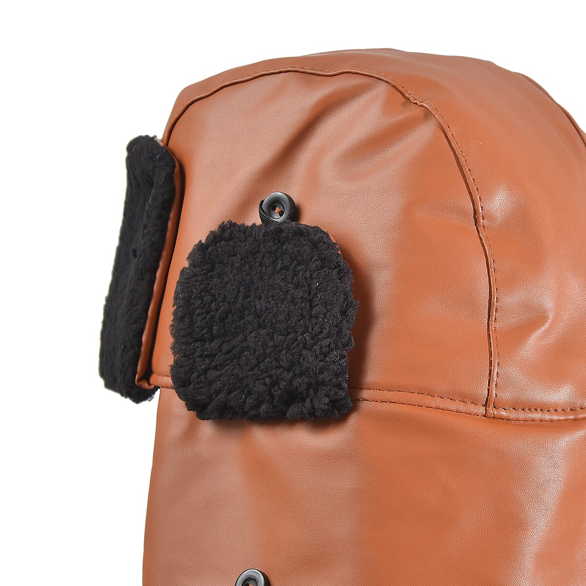 Livmore Tan Faux Leather Trapper Hat image number 5