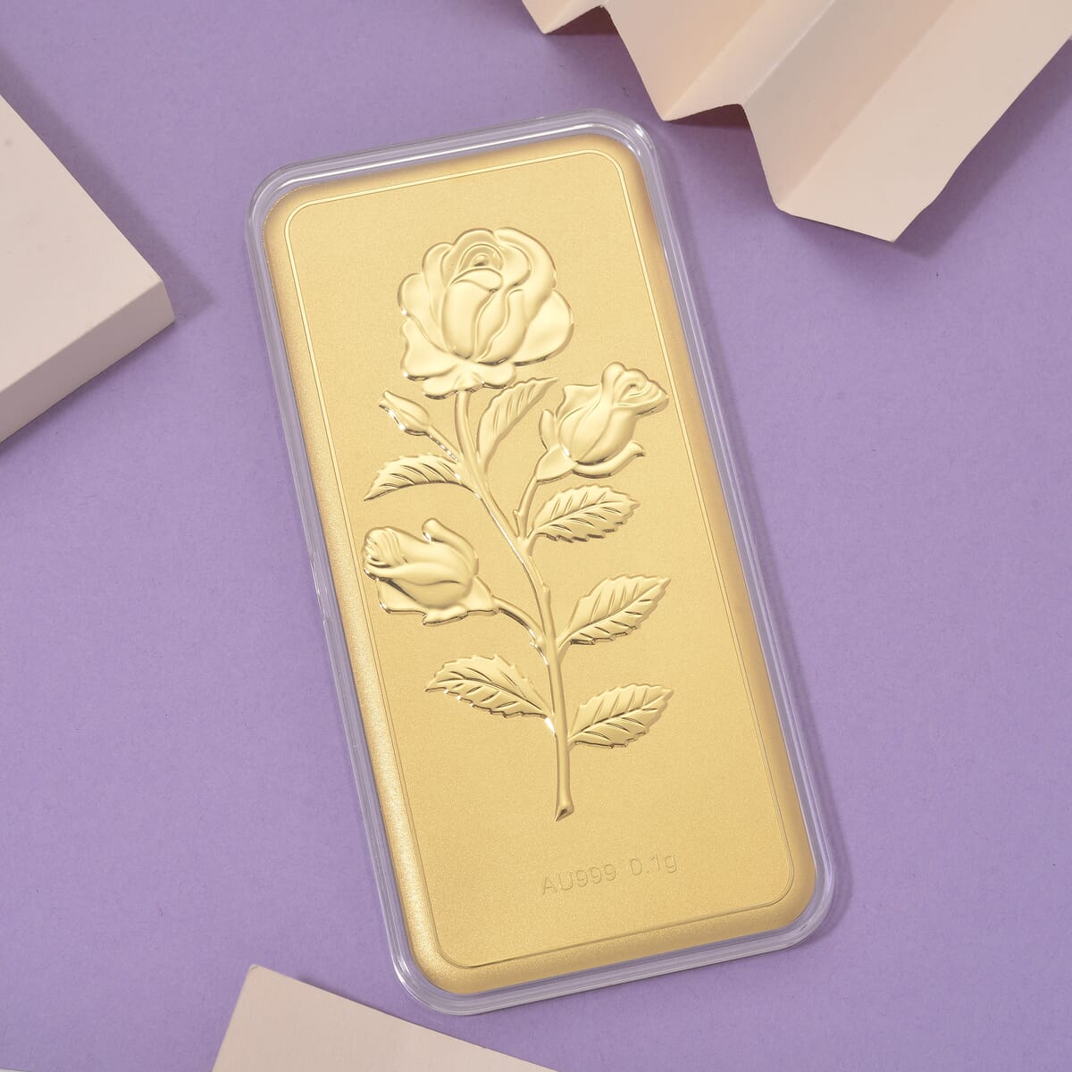 24K Gold Forever Rose Flower Emboss Sheet (156x76.4mm) 0.10 Grams image number 1
