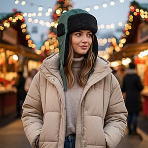 Livmore Green Faux Leather Trapper Hat