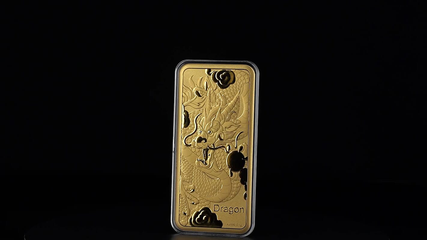24K Golden Dragon of Fortune Emboss Sheet (156x76.4mm) 100mg