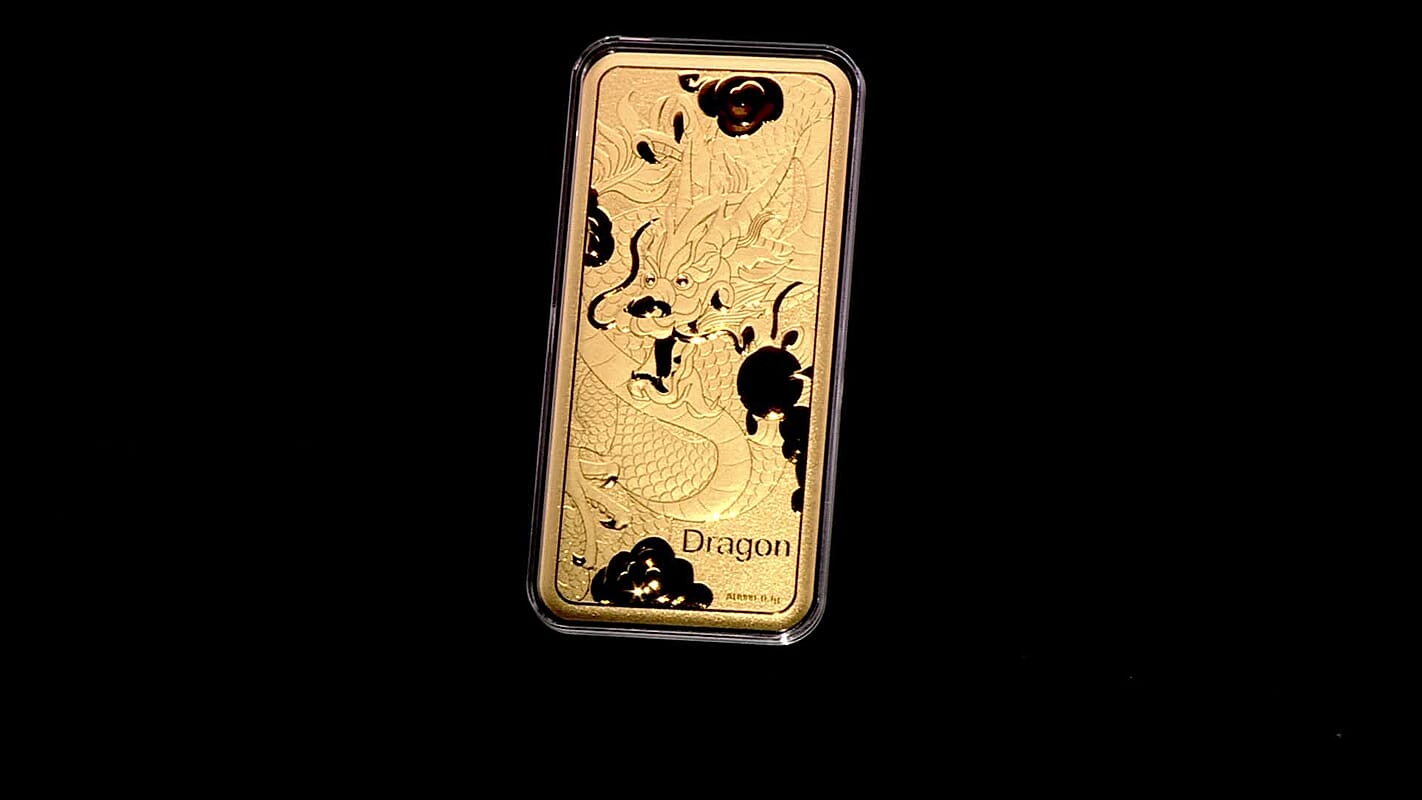 24K Golden Dragon of Fortune Emboss Sheet (156x76.4mm) 100mg