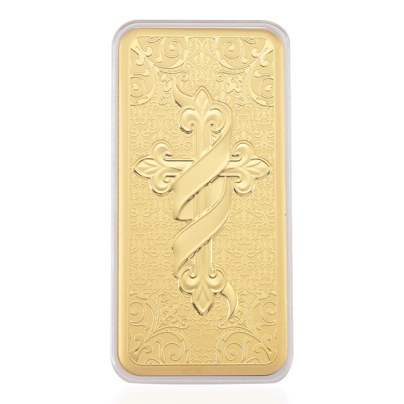 24K Gold Cross of Faith - A Promise of Protection Embossed Sheet (156x76.4mm) 100mg