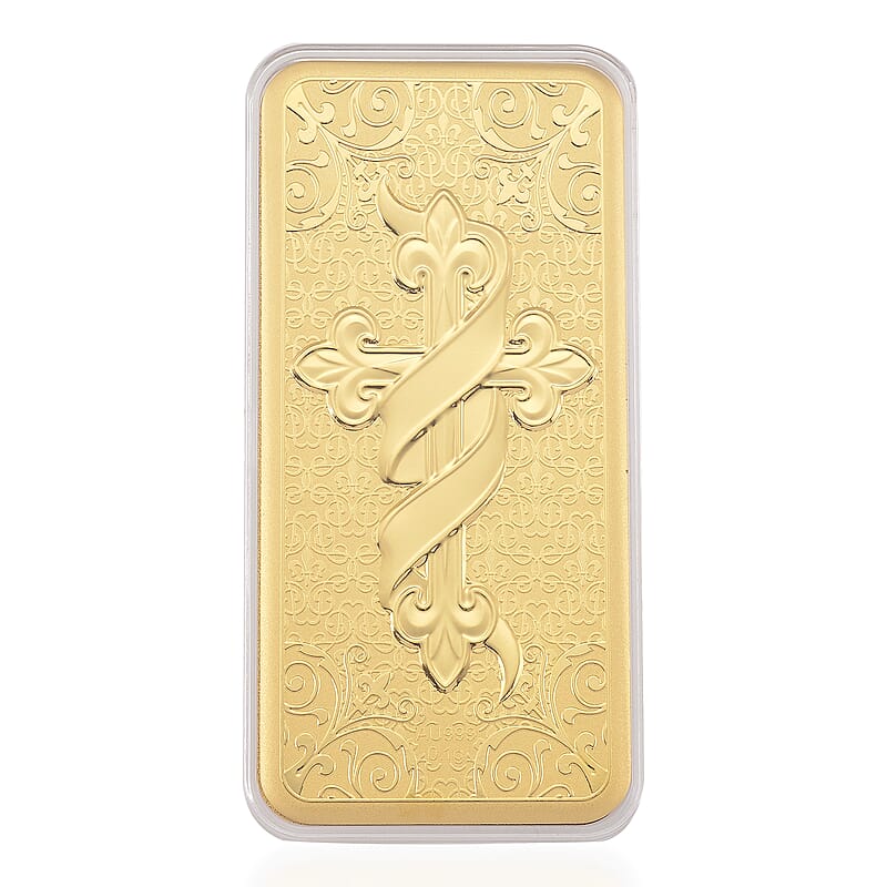 24K Gold Cross of Faith - A Promise of Protection Embossed Sheet (156x76.4mm) 100mg
