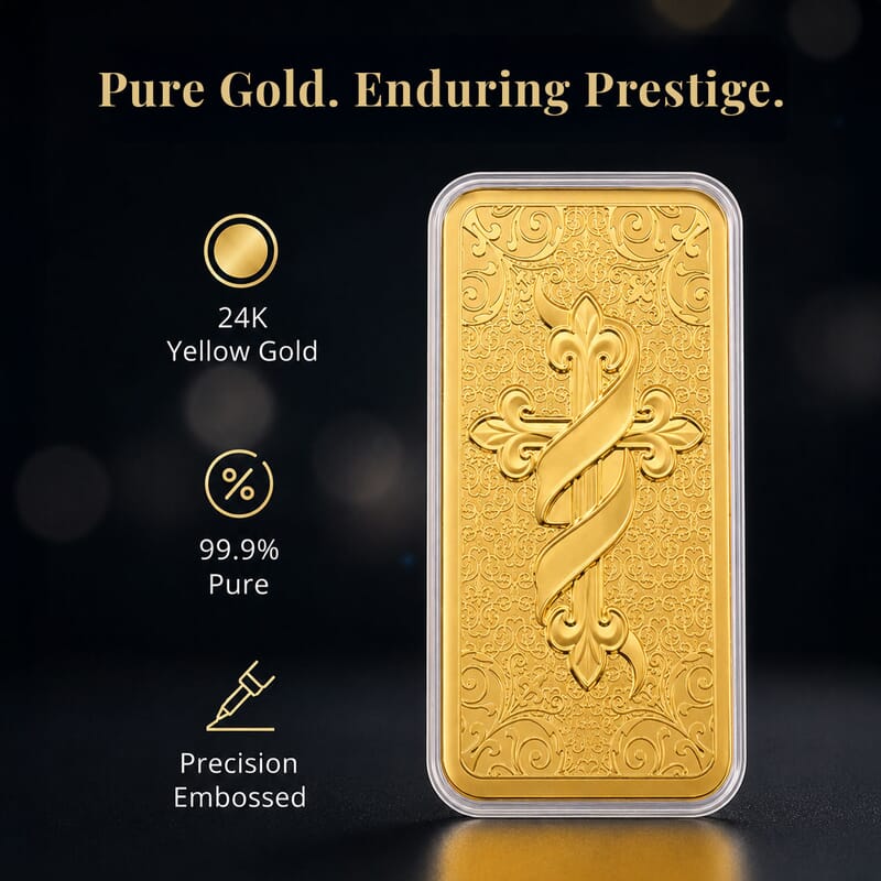 24K Gold Cross of Faith - A Promise of Protection Embossed Sheet (156x76.4mm) 100mg