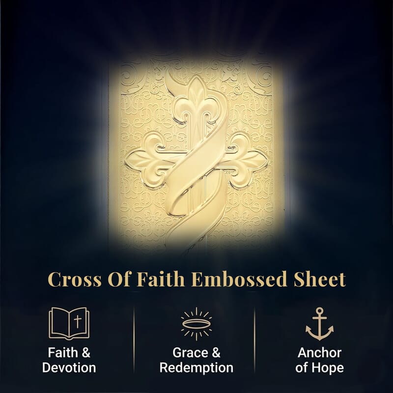 24K Gold Cross of Faith - A Promise of Protection Embossed Sheet (156x76.4mm) 100mg