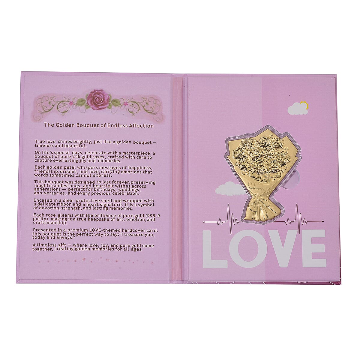 Doorbuster 24K Golden Forever Rose Bouquet Emboss Sheet with Book Packaging 10mg image number 5