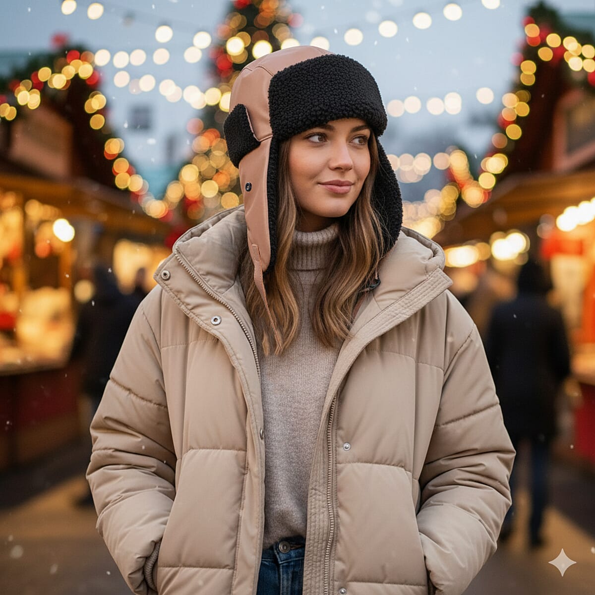 Livmore Pink Faux Leather Trapper Hat image number 1