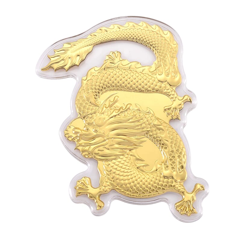 24K Golden Dragon Embossed Sheet with Book Packaging 4.5x2.5 inches (20 mg)