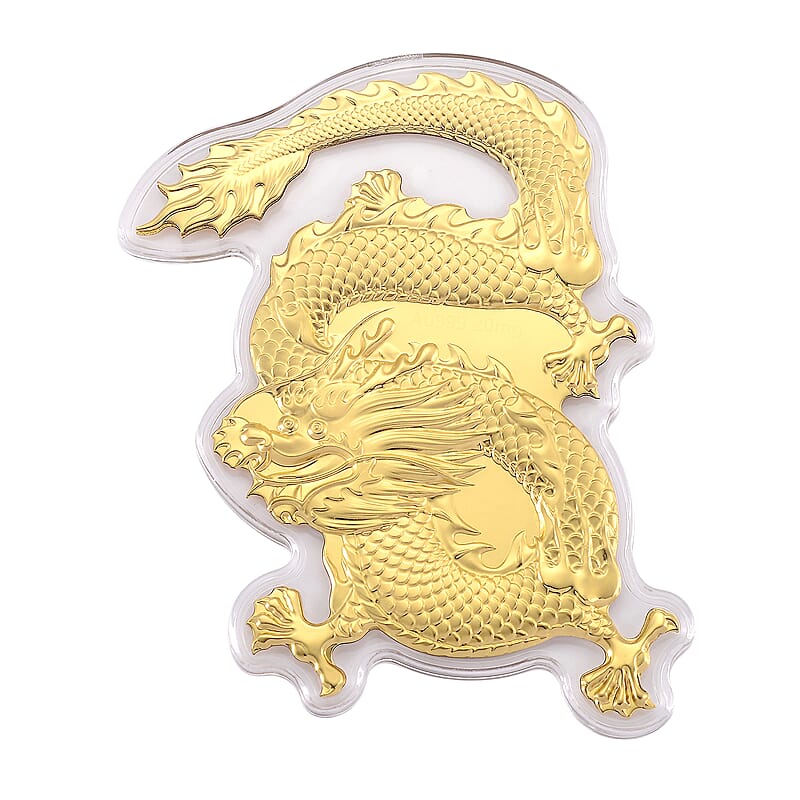 24K Golden Dragon Embossed Sheet with Book Packaging 4.5x2.5 inches (20 mg)