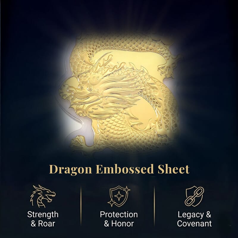 24K Golden Dragon Embossed Sheet with Book Packaging 4.5x2.5 inches (20 mg)