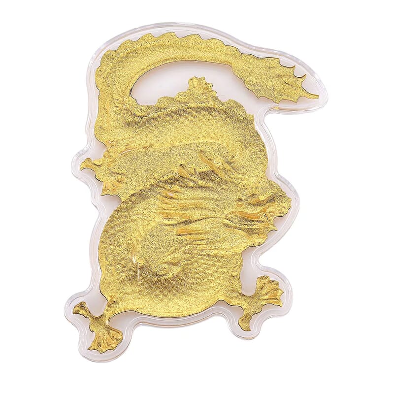 24K Golden Dragon Embossed Sheet with Book Packaging 4.5x2.5 inches (20 mg)