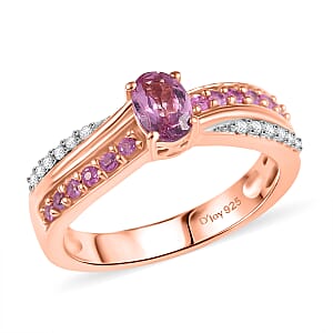 D'Joy Narsipatnam Pink Spinel and Multi Gemstone 0.85 ctw Blush Fusion Ring in 18K Vermeil Rose Gold Over Sterling Silver (Size 5.0)
