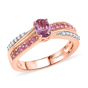 D'Joy Narsipatnam Pink Spinel and Multi Gemstone 0.85 ctw Blush Fusion Ring in 18K Vermeil Rose Gold Over Sterling Silver (Size 7.0)