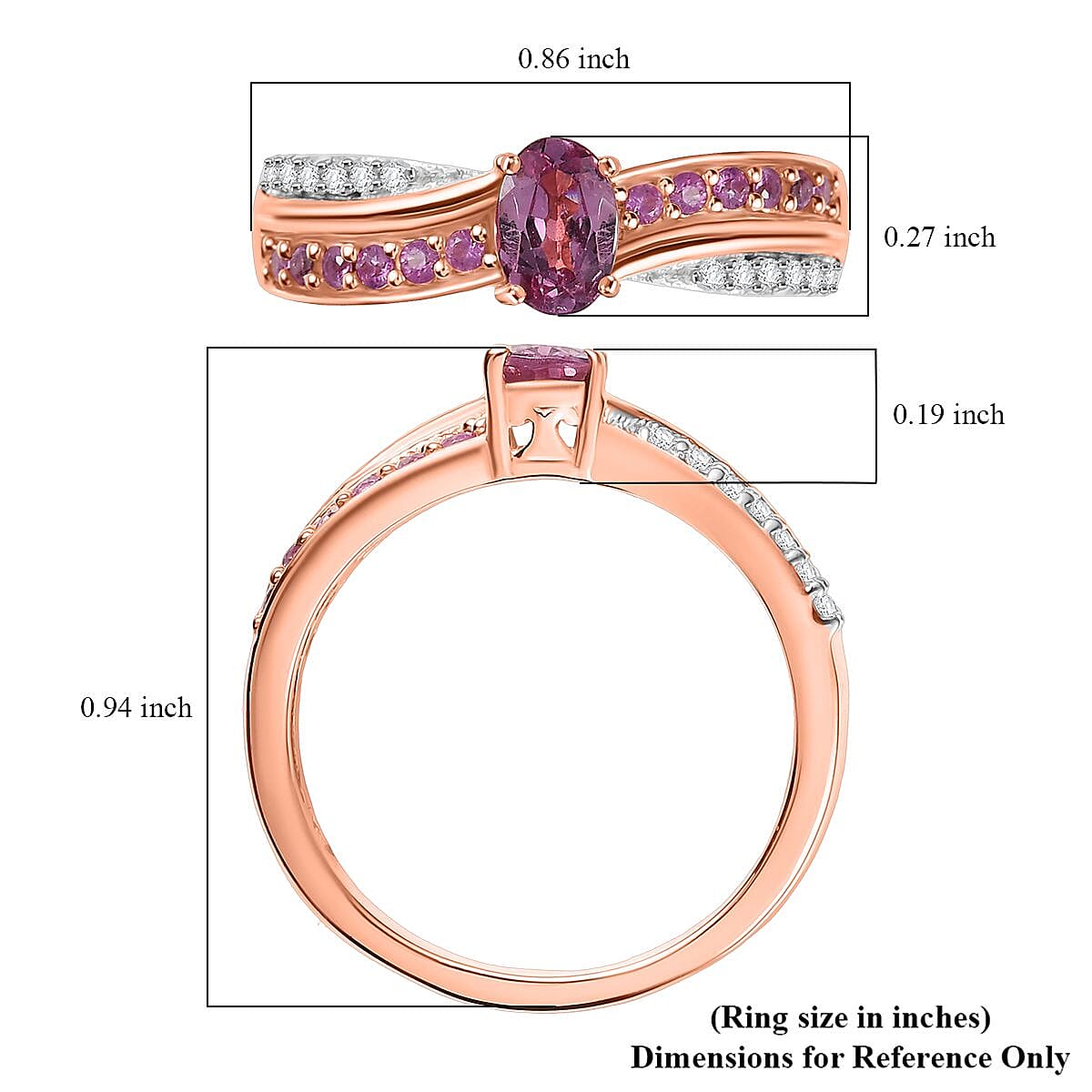 D'Joy Narsipatnam Pink Spinel and Multi Gemstone 0.85 ctw Blush Fusion Ring in 18K Vermeil Rose Gold Over Sterling Silver (Size 7.0) image number 5