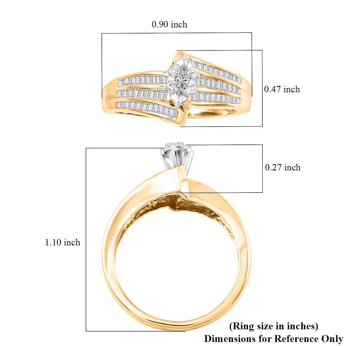 Diamond G-H I3 0.50 ctw Ring in 10K Yellow Gold (Size 5.5) image number 4