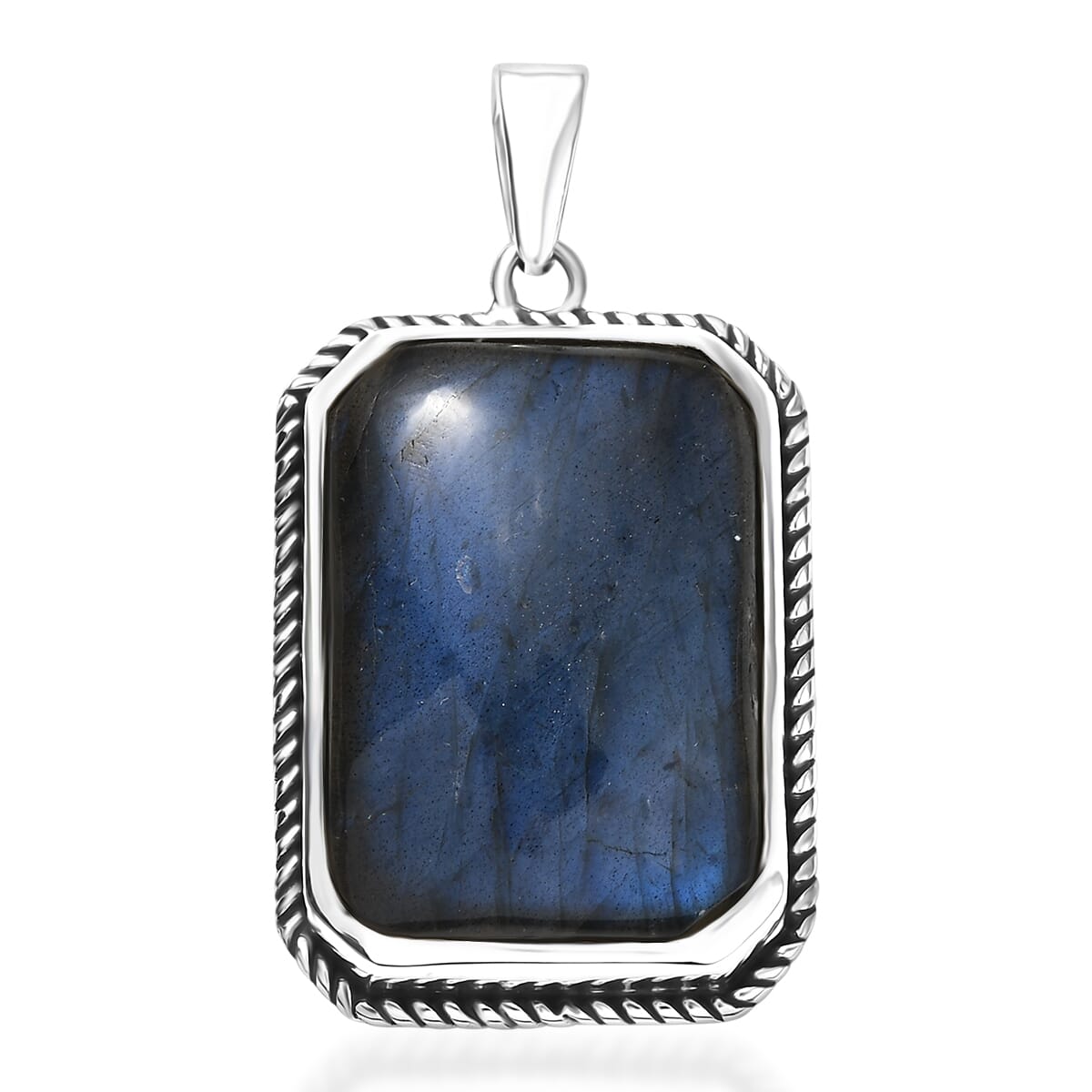 D’joy Artisan Crafted Malagasy Labradorite 20.20 Men's Pendant without Chain in Sterling Silver image number 0