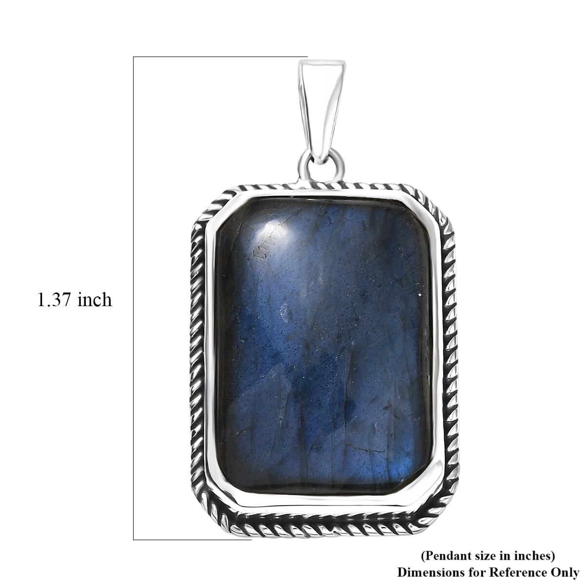 D’joy Artisan Crafted Malagasy Labradorite 20.20 Men's Pendant without Chain in Sterling Silver image number 5