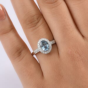 Certified & Appraised Luxoro AAA Santa Maria Aquamarine and G-H I2 Diamond 1.40 ctw Ring in 14K White Gold (Size 10.0)