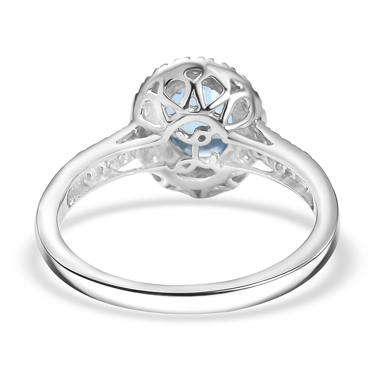 Certified & Appraised Luxoro AAA Santa Maria Aquamarine and G-H I2 Diamond 1.40 ctw Ring in 14K White Gold image number 4