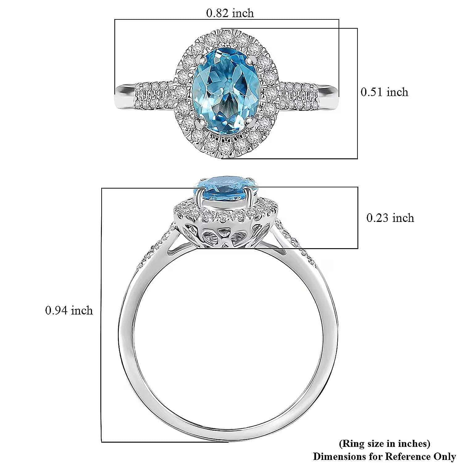 Certified & Appraised Luxoro AAA Santa Maria Aquamarine and G-H I2 Diamond 1.40 ctw Ring in 14K White Gold (Size 10.0)