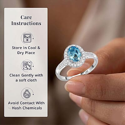 Certified & Appraised Luxoro 14K White Gold AAA Santa Maria Aquamarine, Diamond (G-H, I2) Ring (Size 5.0) 1.40 ctw