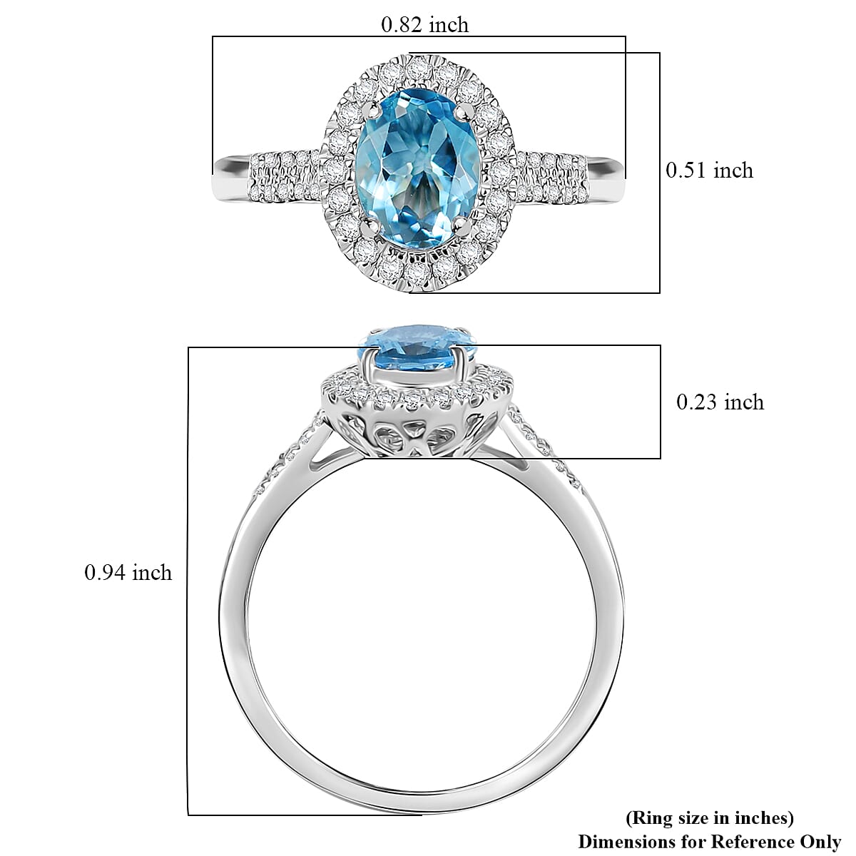 Certified & Appraised Luxoro AAA Santa Maria Aquamarine and G-H I2 Diamond 1.40 ctw Ring in 14K White Gold image number 5