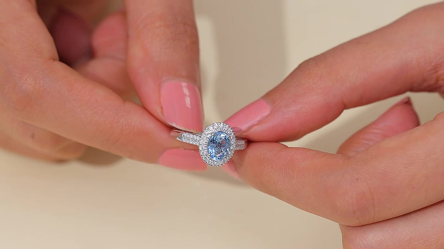 Certified & Appraised Luxoro AAA Santa Maria Aquamarine and G-H I2 Diamond 1.40 ctw Ring in 14K White Gold