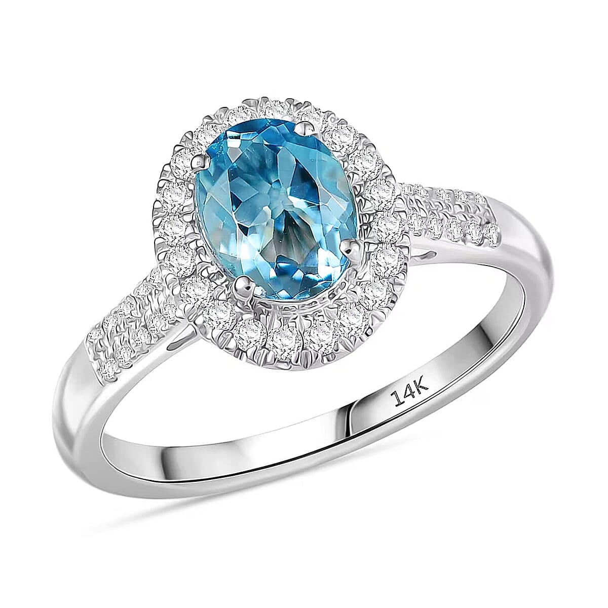 Certified & Appraised Luxoro AAA Santa Maria Aquamarine and G-H I2 Diamond 1.40 ctw Ring in 14K White Gold image number 0