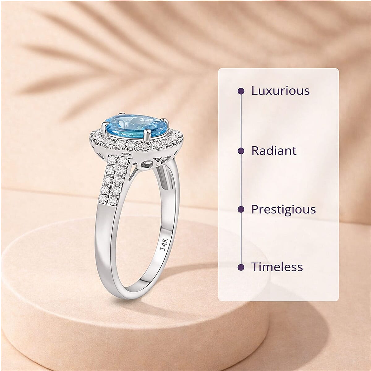 Certified & Appraised Luxoro AAA Santa Maria Aquamarine and G-H I2 Diamond 1.40 ctw Ring in 14K White Gold image number 3