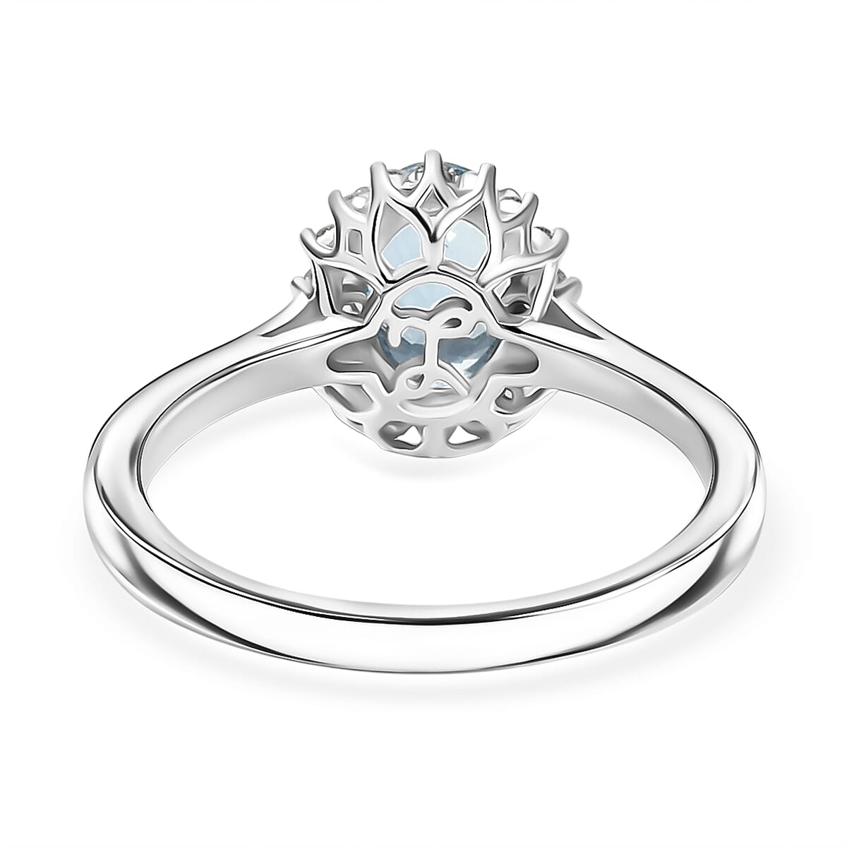 Certified & Appraised Luxoro AAA Santa Maria Aquamarine and G-H I2 Diamond 1.16 ctw Ring in 14K White Gold (Size 10.0) image number 4