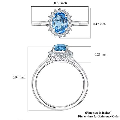 Certified & Appraised Luxoro AAA Santa Maria Aquamarine and G-H I2 Diamond 1.16 ctw Ring in 14K White Gold (Size 10.0)