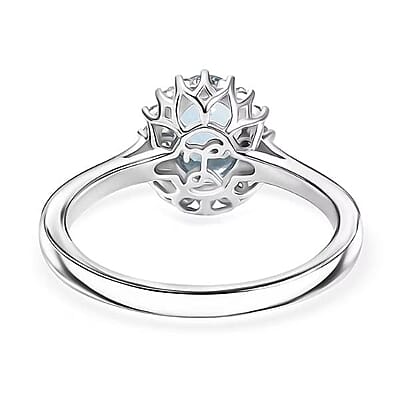 Certified & Appraised Luxoro AAA Santa Maria Aquamarine and G-H I2 Diamond 1.16 ctw Ring in 14K White Gold (Size 10.0)